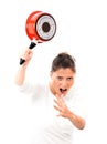 Furious housewife Royalty Free Stock Photo