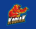 Furious Kodiak Bear Head Cartoon Mascot Logo Badge Royalty Free Stock Photo