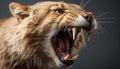 Furious lion roaring, showing teeth and snarling in anger generated by AI
