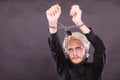 Furious man with chained hands, no freedom Royalty Free Stock Photo