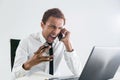 Furious man shouting on phone Royalty Free Stock Photo