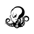 Furious octopus mono sport vector logo concept isolated on white background