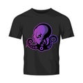 Furious octopus sport vector logo concept isolated on black t-shirt mockup