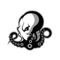 Furious octopus sport vector logo concept isolated on white background.