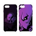 Furious octopus sport vector logo concept smart phone case isolated on white background.