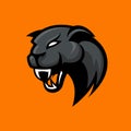 Furious panther sport vector logo concept isolated on orange background.