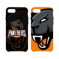 Furious panther sport vector logo concept phone case isolated on white background Royalty Free Stock Photo