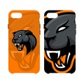 Furious panther sport vector logo concept smart phone case isolated on white background.