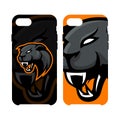 Furious panther sport vector logo concept smart phone case isolated on white background. Royalty Free Stock Photo