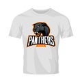 Furious panthers sport vector logo concept isolated on white t-shirt mockup.