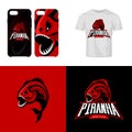 Furious piranha isolated sport vector logo concept.