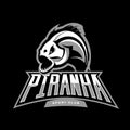 Furious piranha sport vector logo concept isolated on black background.