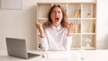 Furious rage screaming woman work problem mad Royalty Free Stock Photo