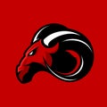 Furious ram sport club vector logo concept isolated on red background