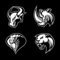 Furious rhino, bull, cobra and panther sport vector logo concept set isolated Royalty Free Stock Photo