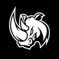 Furious rhino sport mono vector logo concept isolated on dark background.