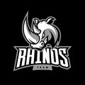 Furious rhino sport vector logo concept isolated on dark background