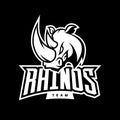 Furious rhino sport vector logo concept isolated on dark background