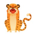 Furious roaring tiger. Wild jungle predator animal cartoon vector illustration Royalty Free Stock Photo