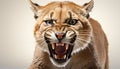 Furious tiger staring, mouth open, danger in its eyes generated by AI