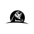 animal profile lion black and white vector design