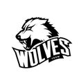 Furious wolf sport mono vector logo concept isolated on white background.