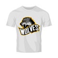 Furious wolf sport vector logo concept isolated on white t-shirt mockup