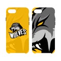 Furious wolf sport vector logo concept smart phone case isolated on white background