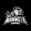 Furious woolly mammoth head sport vector logo concept isolated on black background
