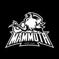 Furious woolly mammoth head sport vector logo concept isolated on black background.