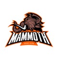 Furious woolly mammoth head sport vector logo concept isolated on white background.