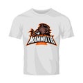 Furious woolly mammoth head sport vector logo concept isolated on white t-shirt mock up.