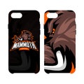 Furious woolly mammoth head sport vector logo concept smart phone case isolated on white background.