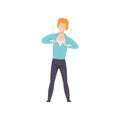 Furious young man tearing his clothes, emotional guy feeling anger vector Illustration on a white background Royalty Free Stock Photo