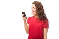 Angry woman yelling at her cell phone Royalty Free Stock Photo