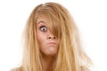 Furiously mad angry blonde woman closeup Royalty Free Stock Photo