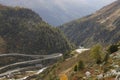 Furka and Grimsel passes at their start in the Swiss valley