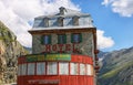 Furka Pass, Switzerland - July 04, 2022: The old and closed mountain hotel Belvedere. Switzerland, Europe Royalty Free Stock Photo