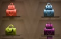 Furla luxury and fashionable handbags from new collection 2022, close up store show case