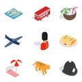 Furlough icons set, isometric style