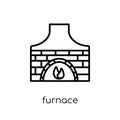 furnace icon. Trendy modern flat linear vector furnace icon on w