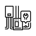 furnace repair line icon vector illustration