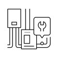 furnace repair line icon vector illustration