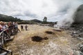 FURNAS, AZORES - Juny, 2018: Geothermal cooking in Fumarolas da Lagoa das Furnas on Sao Miguel island, Azores.