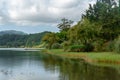 Furnas Lagoon. Azores are a holiday destination with wonderful natural landscapes. Sao Miguel Island with lagoons and mountains th Royalty Free Stock Photo