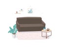 Furnished living room flat vector illustration