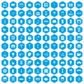 100 furnishing icons set blue Royalty Free Stock Photo