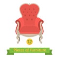 Furniture, antique chair baroque, flat design