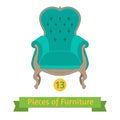 Furniture, antique chair baroque, flat design