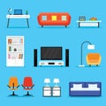 Furniture and Appliances Icon Set in a Flat Design